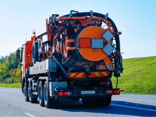 Gully Tanker Sewage Recycler truck on the road